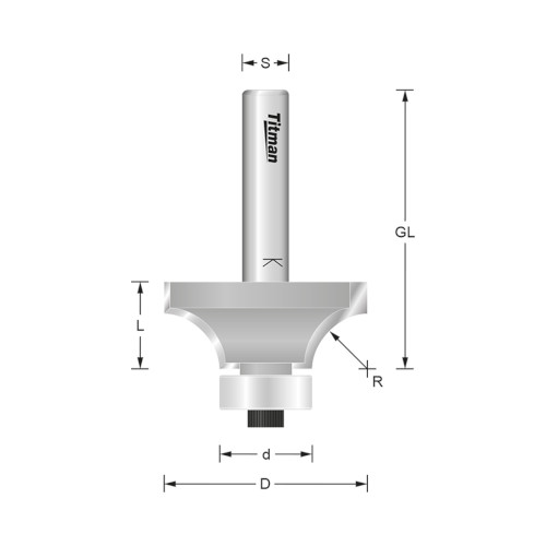 Titman ROCB11 x 1/4" Rounding Over Cutter with Bearings