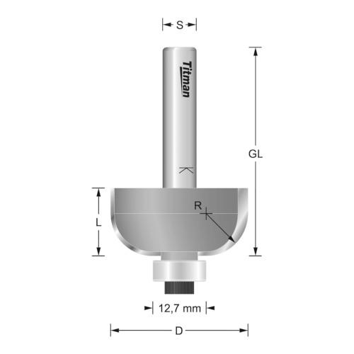 Titman CMC3 x 1/4" Radius Cove Bearing Guided Cutter