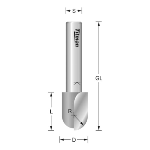 Titman HRC16 x 1/4" TCT Half Round Cutter