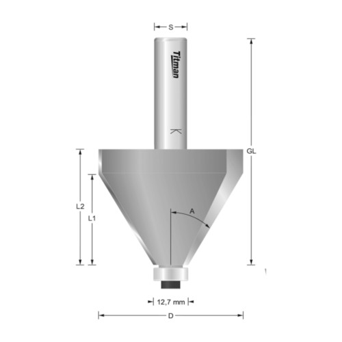 Titman BGT60 x 1/4" 60° TCT Bearing Edge Trimmer