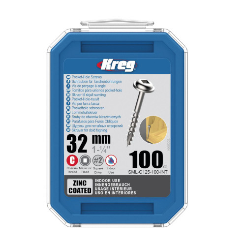 Kreg Pocket Screws – 32mm / 1-1/4″ #8 Coarse Washer-Head – 100pk