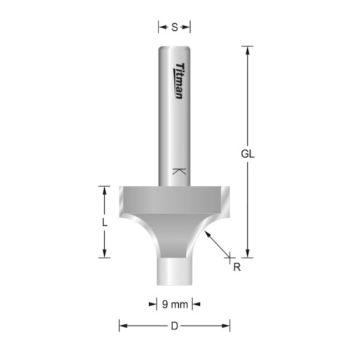 Titman ROC18 x 1/4" Rounding Over Cutter With Guide Pin