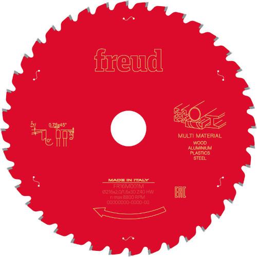 Freud 216mm x 30mm x 40 Multi Material Saw Blade